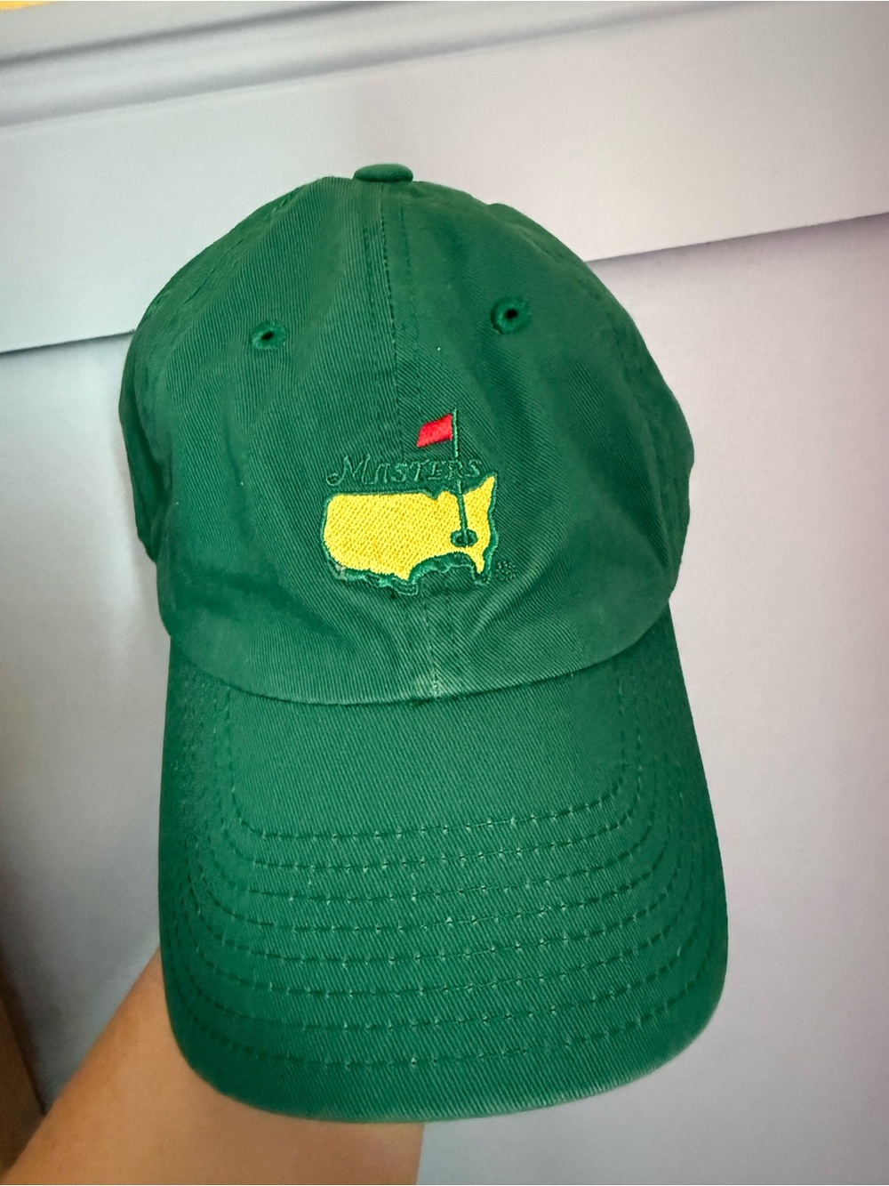 Masters Green Baseball Cap with Yellow USA Patch and Red Flag